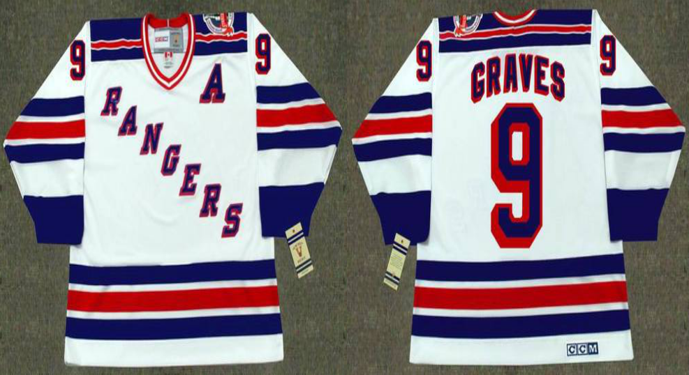 2019 Men New York Rangers 9 Graves white style #2 CCM NHL jerseys